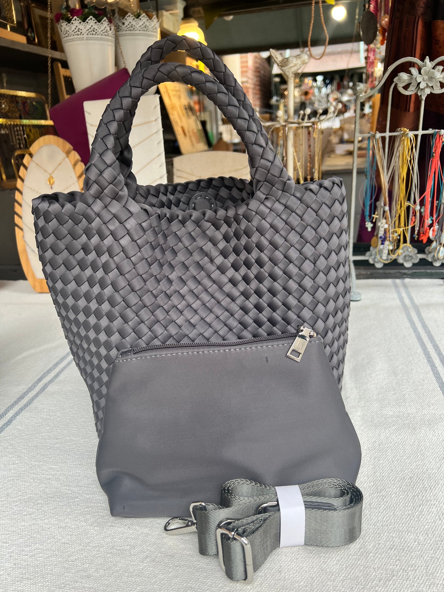 Bolso Trenzado Gris