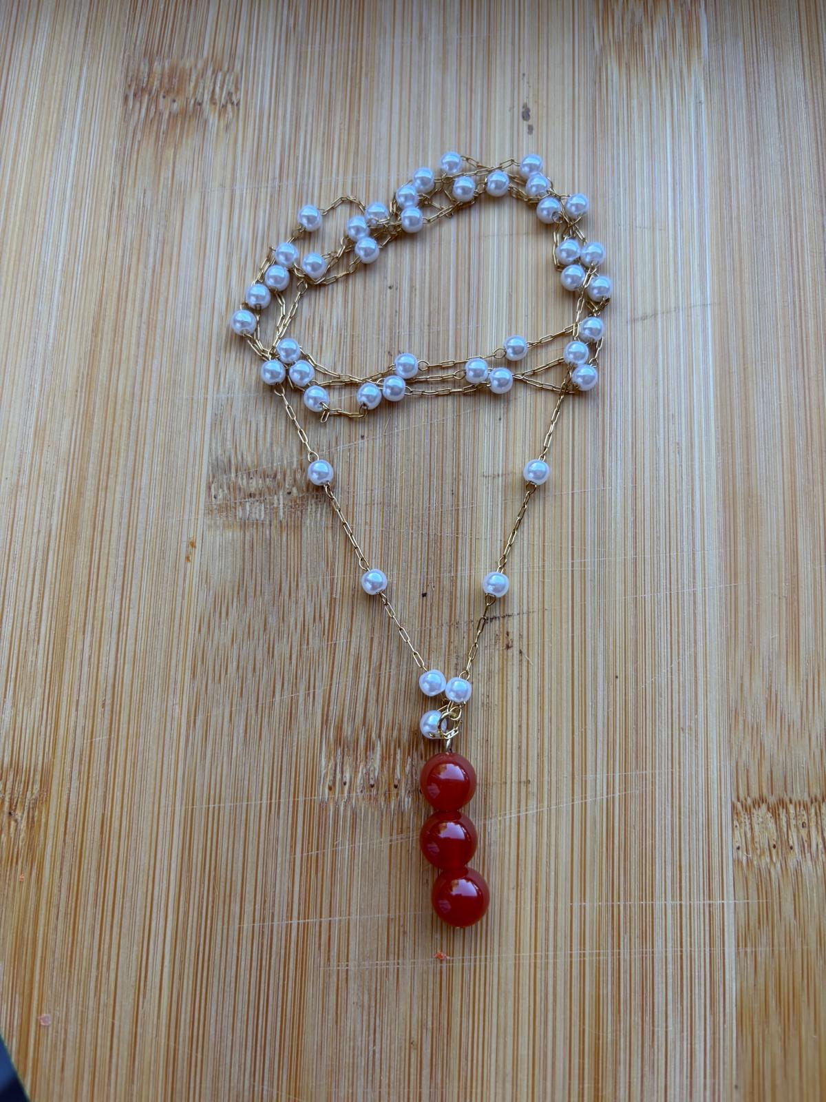 Collar cadena Perlas y Jade Coral