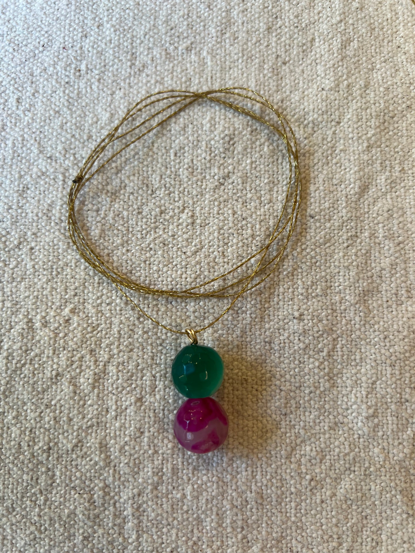 Collar Doble Piedra Redonda