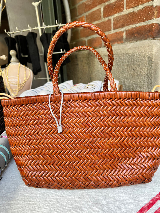 Bolso trenzado de Piel Marrón